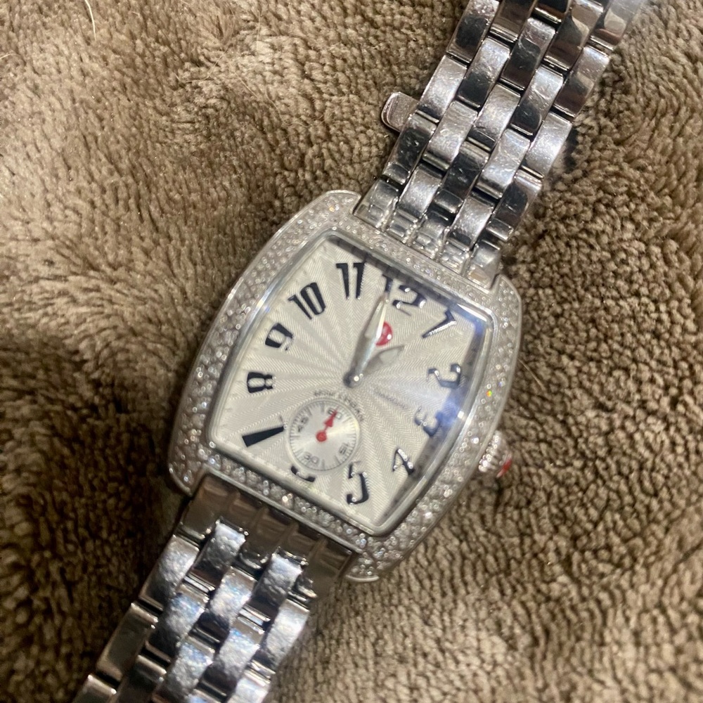 Michele .65 carat diamond and stainless steel mini urban watch